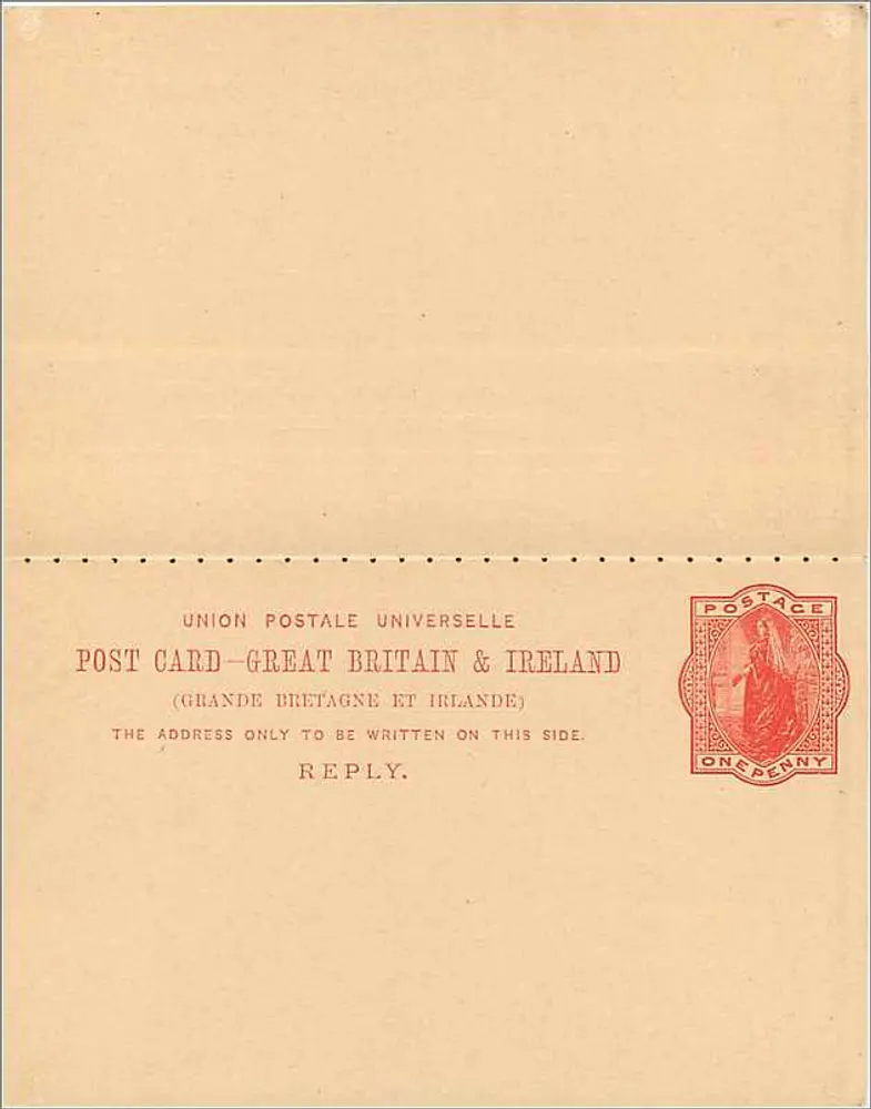 Antwortkarte — Vereinigtes Königreich und Irland — 1-Penny-Stempel - Rückseite
