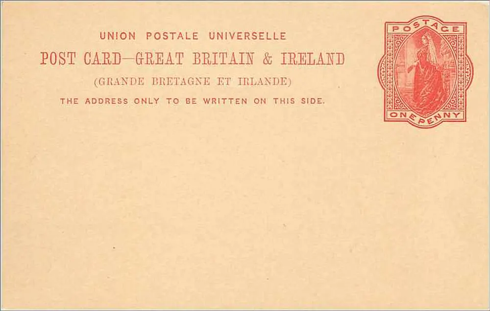 Britische Karte — Universal Postal Union — 1 Penny-Stempel - Vorderseite