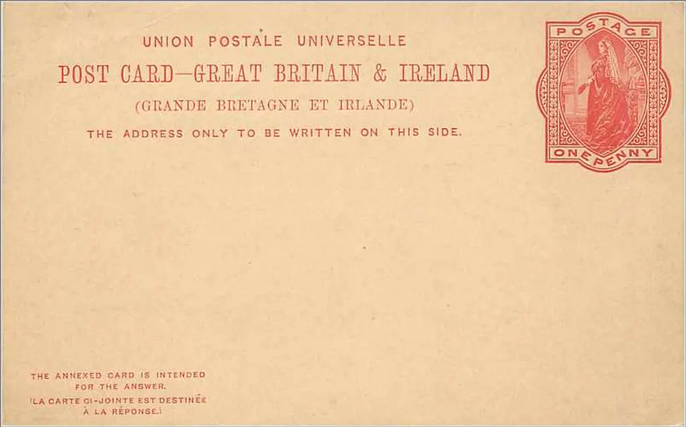 Universal-Postkarte — Großbritannien und Irland — 1 Penny-Stempel - Vorderseite