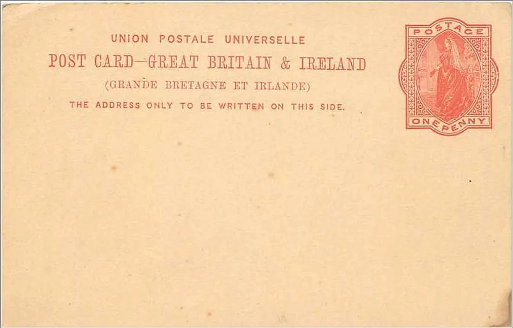 Britische Karteikarte — Universal Postal Union — 1-Penny-Stempel - Vorderseite