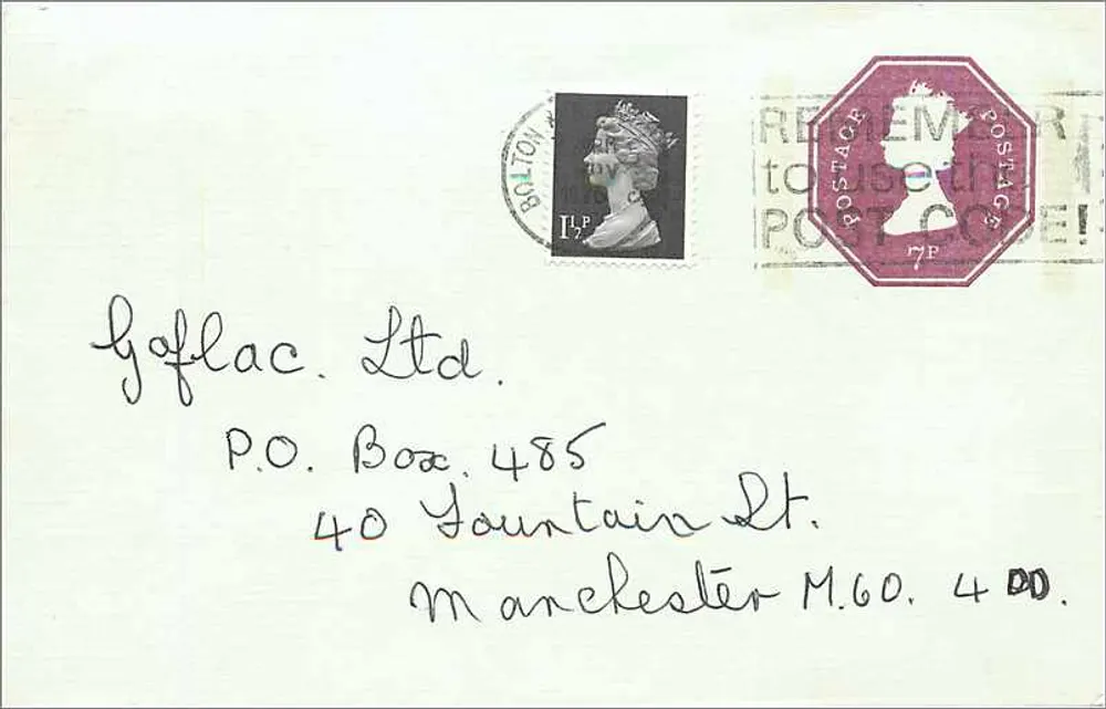 Goflac. Ltd. — Manchester — Karte mit Stempeln - Vorderseite