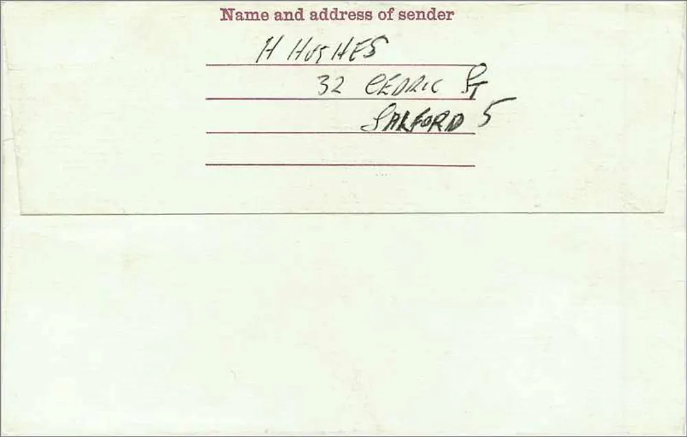 Manchester — Karte mit 7p-Stempel und gedrucktem Text — General Accident Fire & Life Assurance Corporation - Rückseite