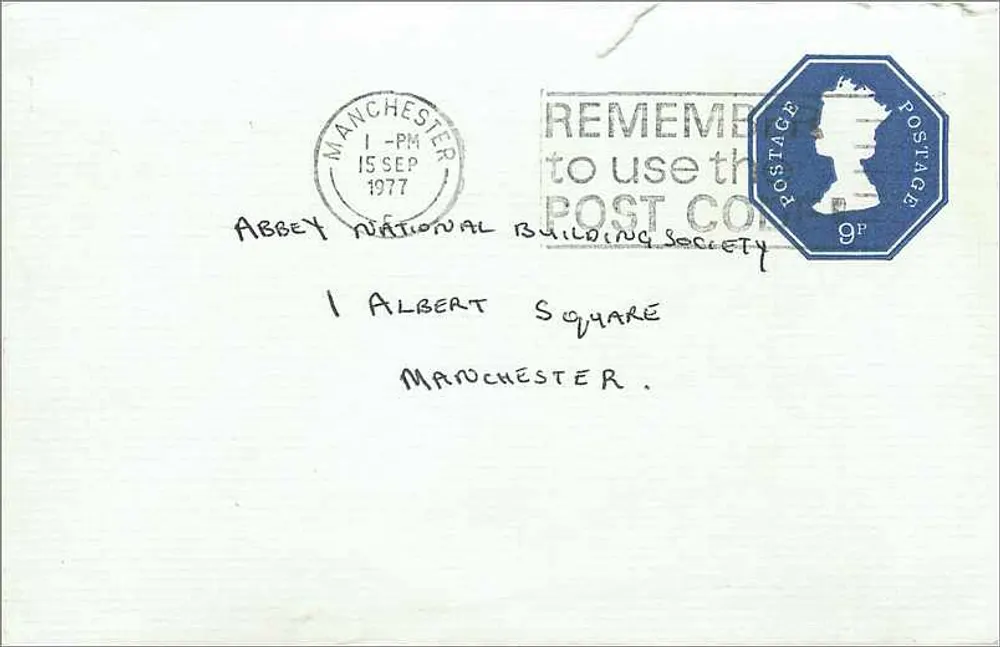 Abby National Building Society — Manchester — 9p Queen Elizabeth II Stempel - Vorderseite