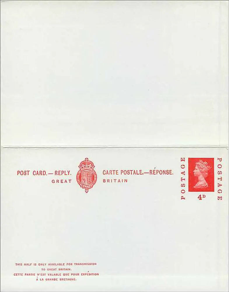 Bezahlt Rückpostkarte — Vereinigtes Königreich — 4d - Rückseite