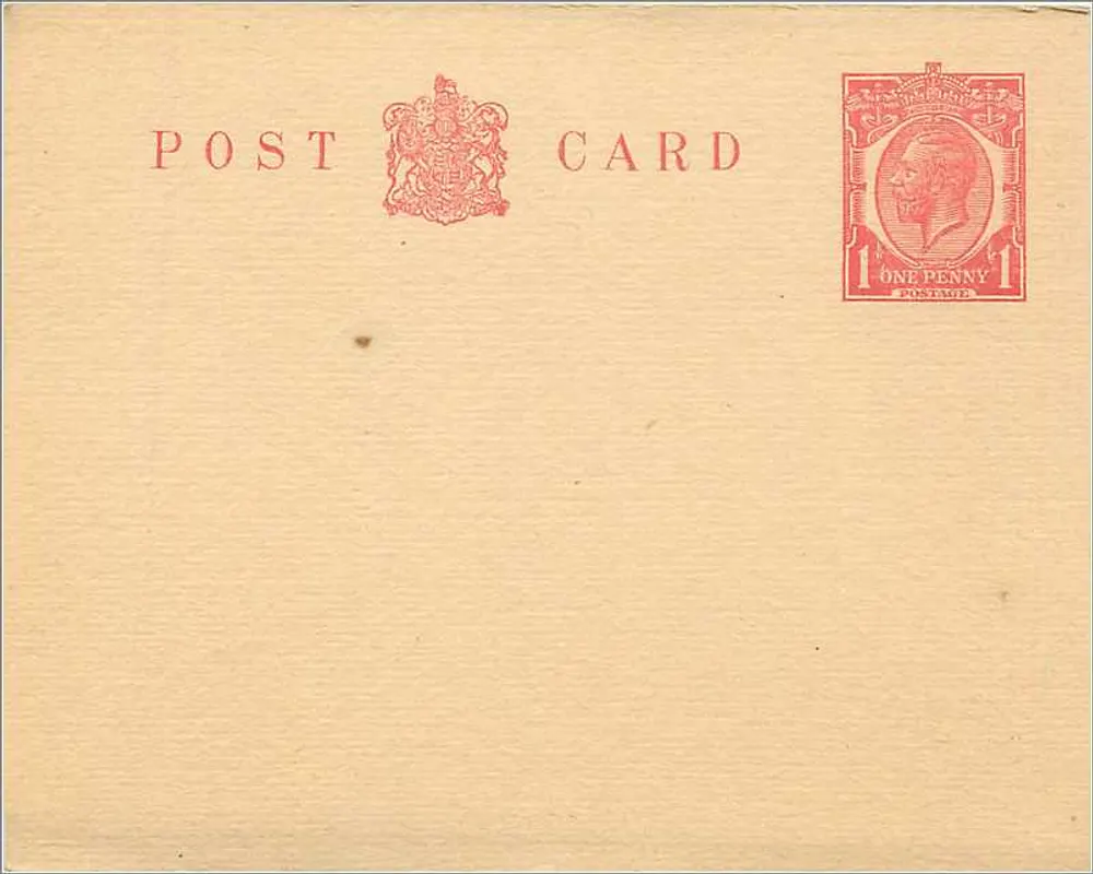 Britische Karteikarte — Modell ohne Bild — 1 Penny roter Stempel - Vorderseite