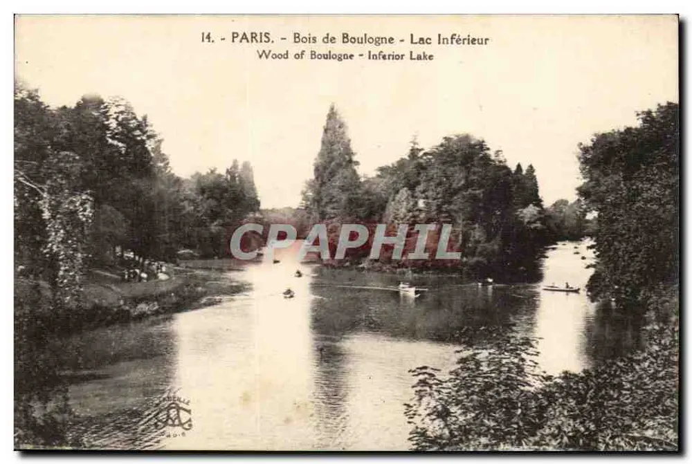 Paris - Bois de Boulogne - Unterer See — Verleger: P. Deneuille, n° 14 - Vorderseite