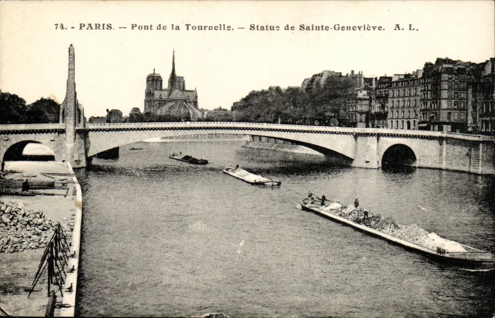 Paris — Brücke Tournelle — Statue der Heiligen Geneviève. A. L. - Vorderseite