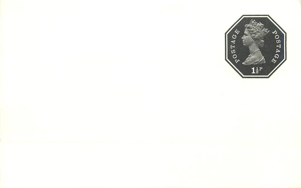 Leere Karte mit oktogonalen 1½p-Poststempel — Verleger nicht sichtbar - Vorderseite