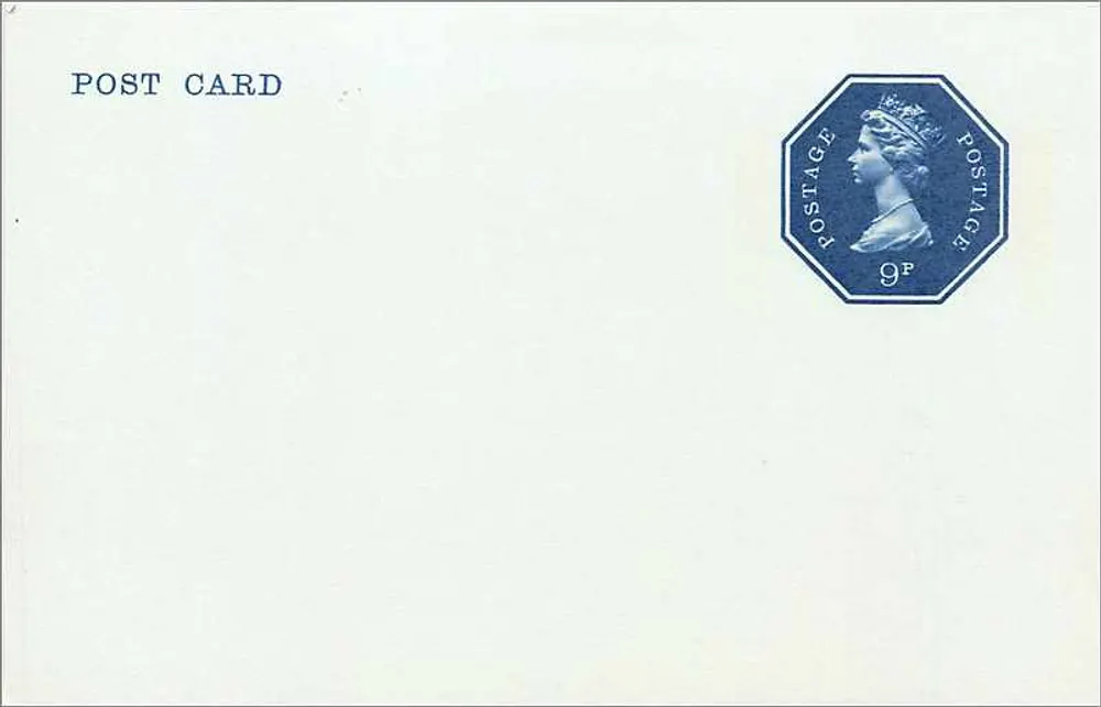 Britische Ansichtskarte — blauer oktagonaler 9p-Stempel — Verleger nicht sichtbar - Vorderseite