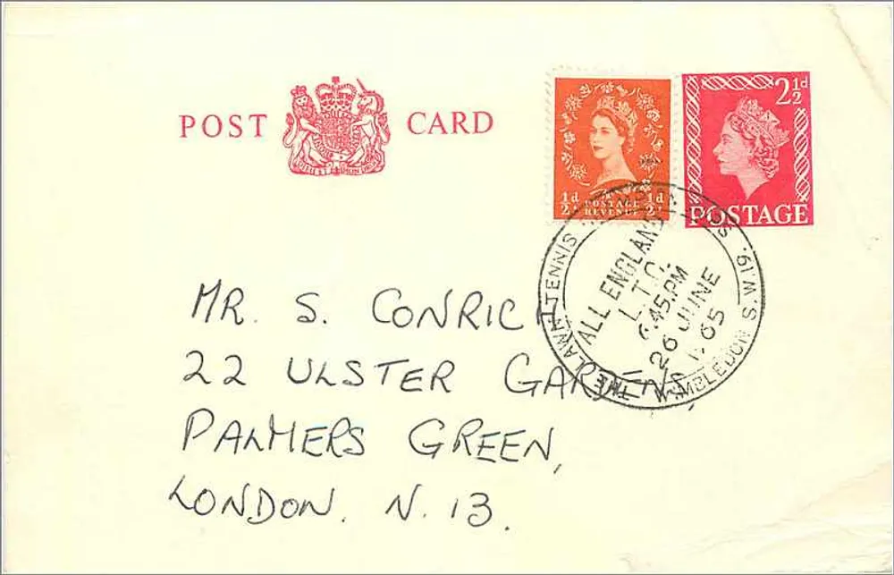 Postkarte aus London — an Mr. S. Conric gesendet — Verlag nicht sichtbar - Vorderseite