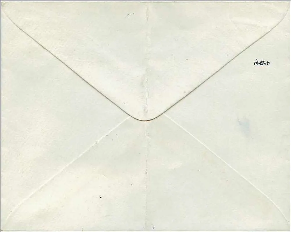 Ansichtskarte an Herrn Frank Dunn in Wythenshawe — blauer 4d-Stempel - Rückseite