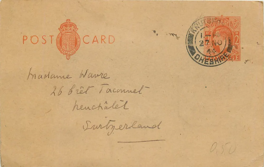 Cheshire — Karte postale vom Dezember 1943 — Verlag 'POST CARD' mit 2d-Stempel - Vorderseite