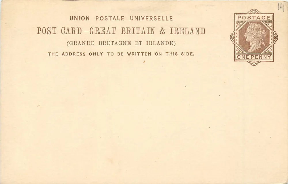 Universelle Ansichtskarte — Vereinigtes Königreich & Irland — 1 Penny-Stempel - Vorderseite