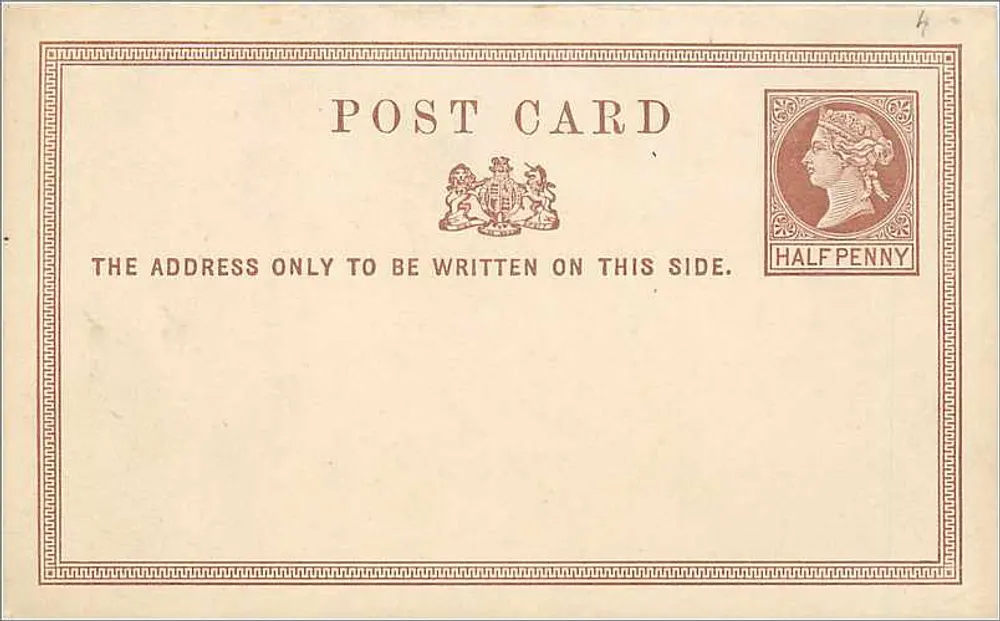 Englische Karteikarte — ½ Penny-Stempel — Vorderseite leer - Vorderseite