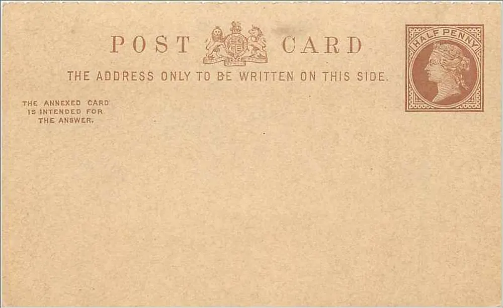 Britische Ansichtskarte — Rückseite — Halbpfennig-Poststempel - Vorderseite