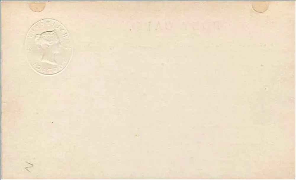 Englische Ansichtskarte — Halbpfennig-Stempel von 1860 - Rückseite