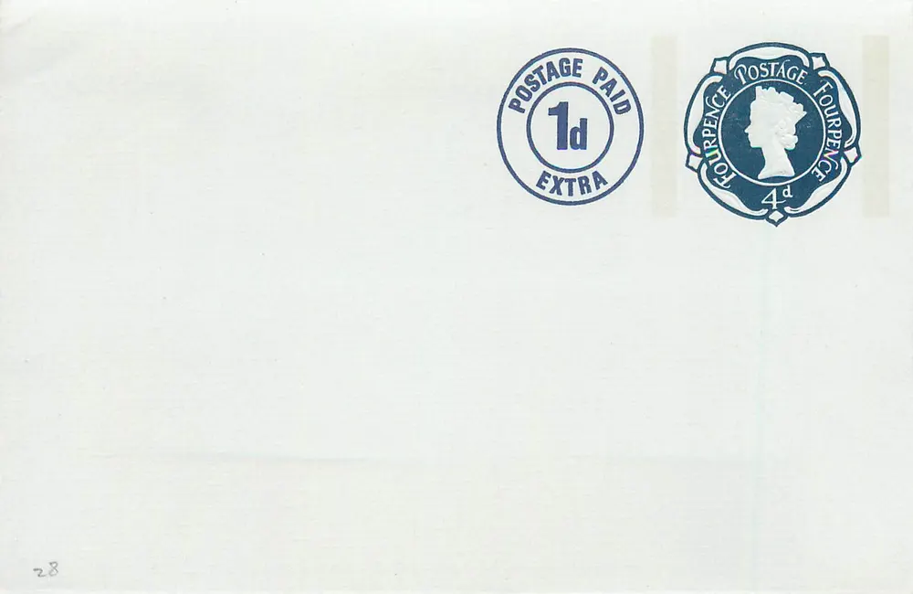 Weiße Karte — 1d und 4d Briefmarken — unbekannter Verlag - Vorderseite