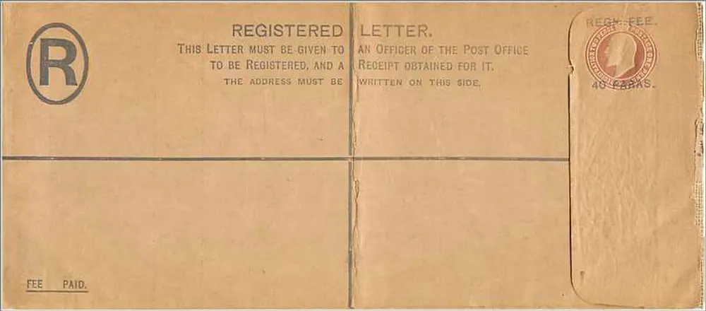 Inland Registration — Entschädigung für registrierte Briefe und Pakete — Britisches Postamt - Rückseite