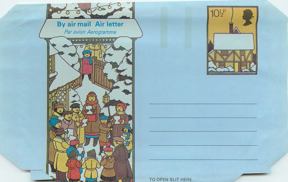 Gruppe von Personen im Winter — Schneeschneebild — British Post Office - Vorderseite