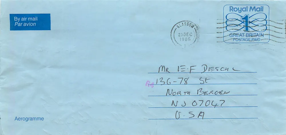 Aerogramm — Glasgow, Vereinigtes Königreich — Royal Mail - Vorderseite