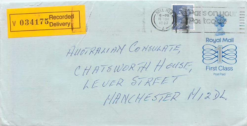 Hull - Australischer Konsulat in Manchester — Royal Mail - Vorderseite