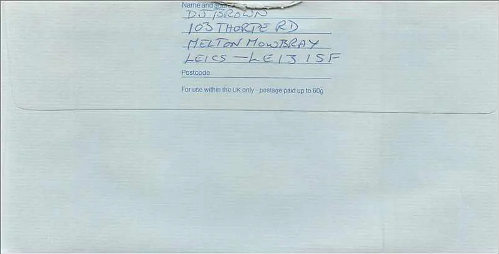 Briefkarte an das australische Konsulat in Manchester — Royal Mail, 1988 - Rückseite