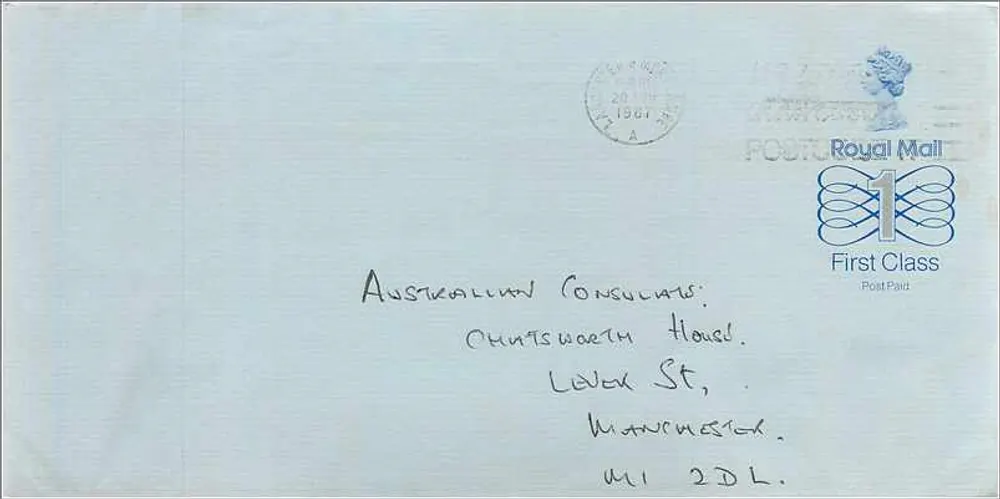 Briefumschlag Vereinigtes Königreich — Australien — 1981 — Royal Mail First Class - Vorderseite