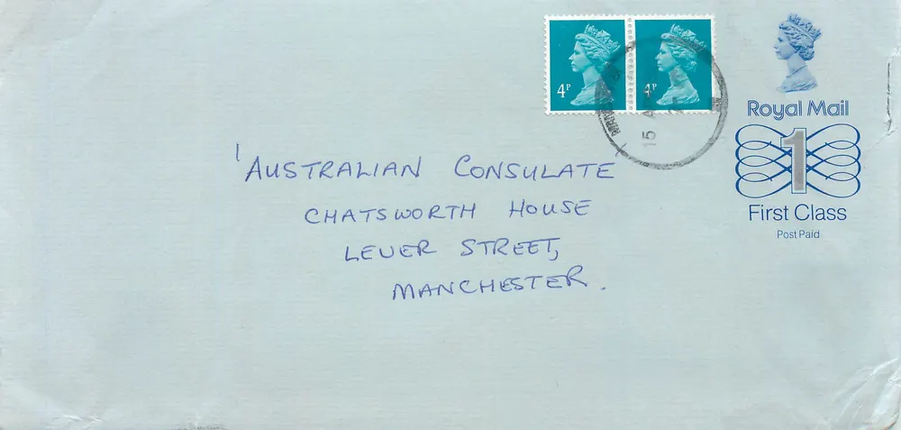 Manchester — Post nach Australien — Royal Mail - Vorderseite