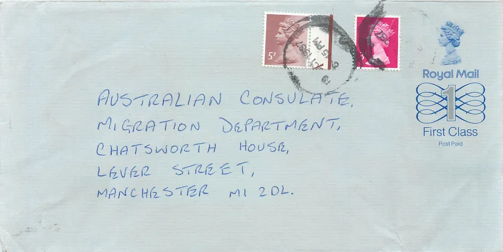 Ansichtskarte an das australische Konsulat in Manchester — Royal Mail First Class - Vorderseite