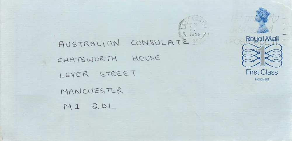 Ansichtskarte an das australische Konsulat in Manchester — Royal Mail, 1998 - Vorderseite