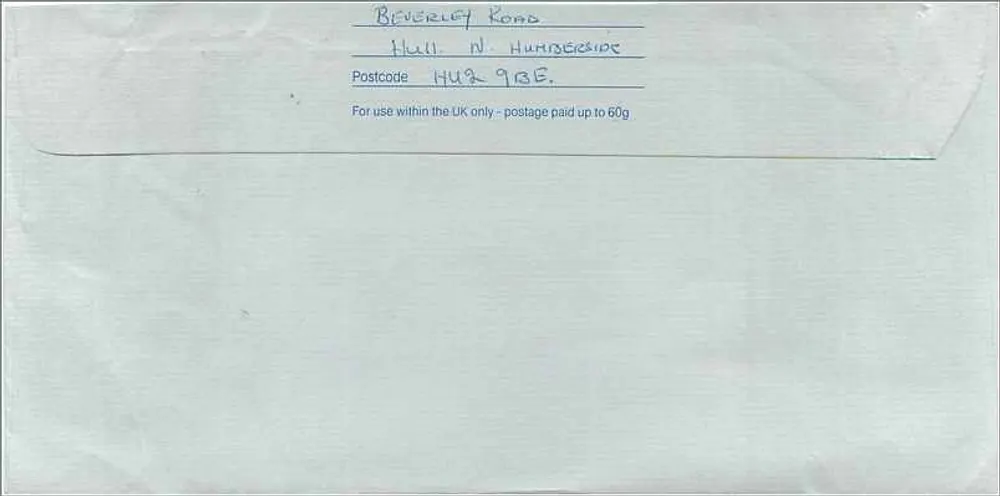 Ansichtskarte gesendet von Manchester an das australische Konsulat in Manchester — Royal Mail, 1£ Briefmarken, Entwertung Manchester - Rückseite