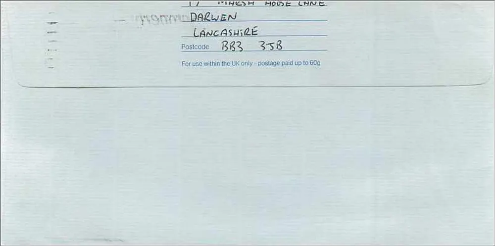Briefumschlag — Manchester — Royal Mail Erstklasse - Rückseite
