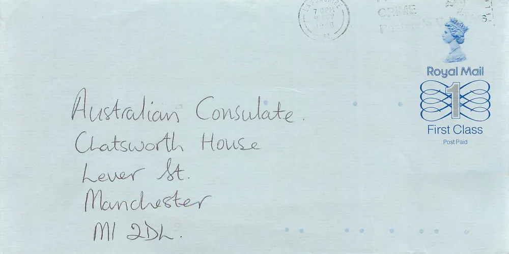 Briefumschlag Vereinigtes Königreich — Australischer Konsulat, Manchester — Royal Mail - Vorderseite