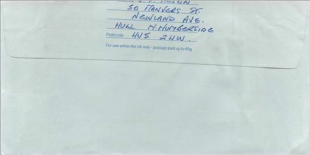 Ansichtskarte an das australische Konsulat in Manchester — Royal Mail, 15p, Kupferstempel Manchester - Rückseite