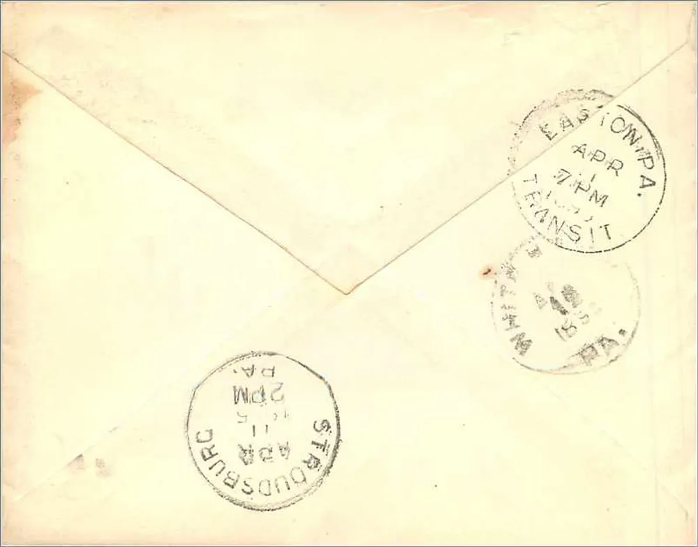 Marksboro, N.J. — Lettre à Miss Martha Scott à White Haven, Pennsylvanie — timbre 20 centimes - Verso