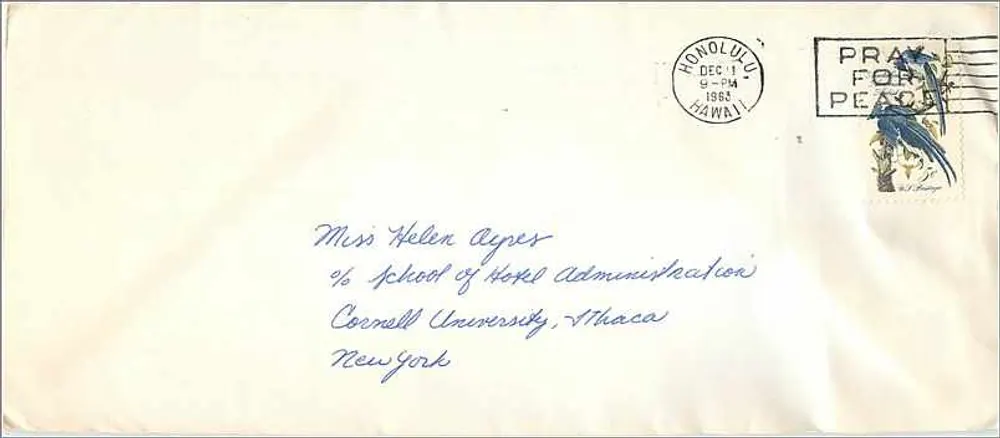 Hawaï — Enveloppe à l'adresse de Cornell University — Charles G. Rolles, 14 Akilolo Street, Honolulu - Recto