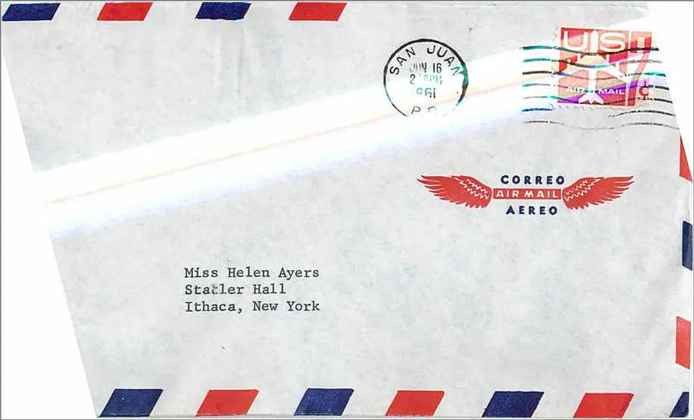 San Juan — Luftpost nach Ithaca, New York — Correo Aéreo - Vorderseite