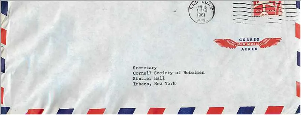 Cornell Society of Hotelmen — Ithaca, New York — Correo Aéreo - Vorderseite
