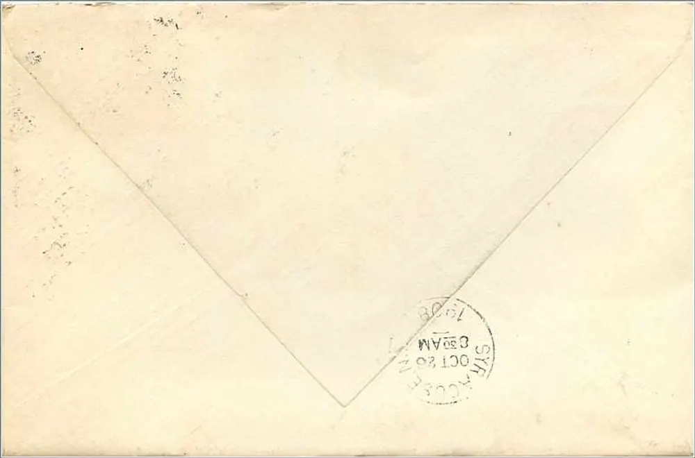 Oxford — Ansichtskarte an Syracuse gesendet — Stempel und Postmarke - Rückseite