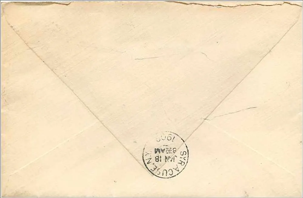 Oxford — Karte an Syracuse — Stempel und Briefmarken - Rückseite