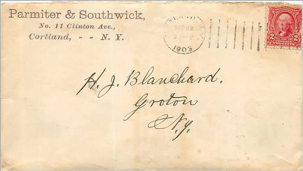 Ansichtskarte von Cortland (N.Y.) — Parmiter & Southwick, Nr. 11 Clinton Ave. — datiert 1903 - Vorderseite