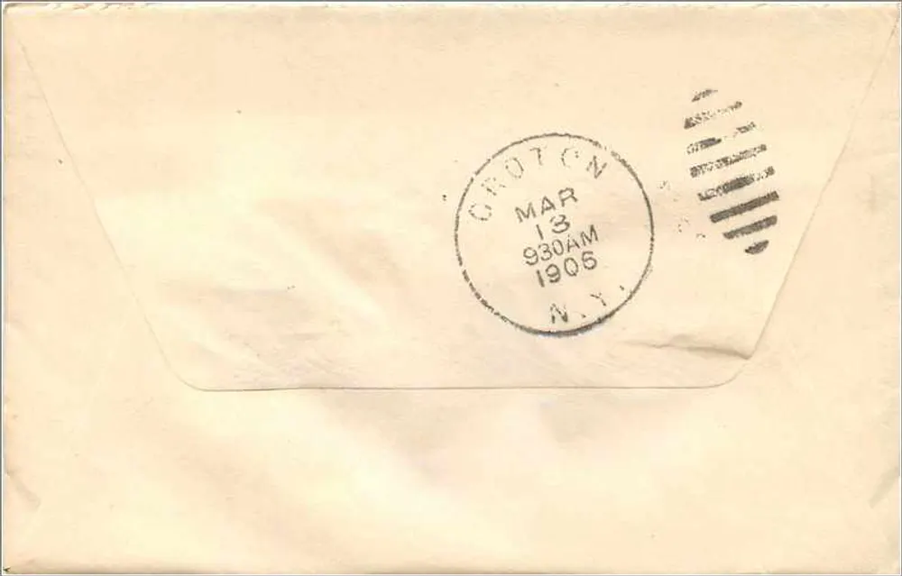 Meadville, Pennsylvania — Karte an Croton, New York — 2 Cent Washington-Stempel - Rückseite