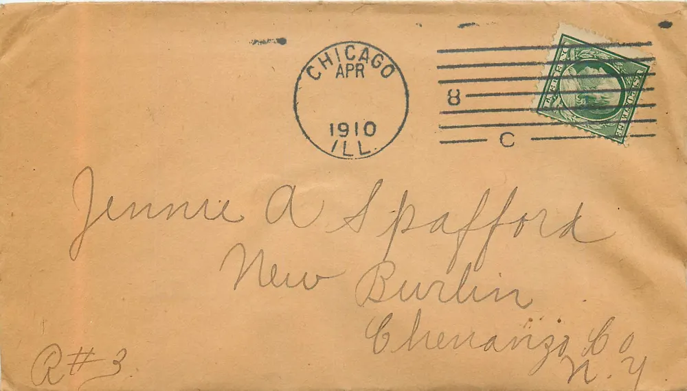 Chicago — Briefumschlag vom April 1910 — unbekannter Verlag, Seriennummer nicht sichtbar - Vorderseite