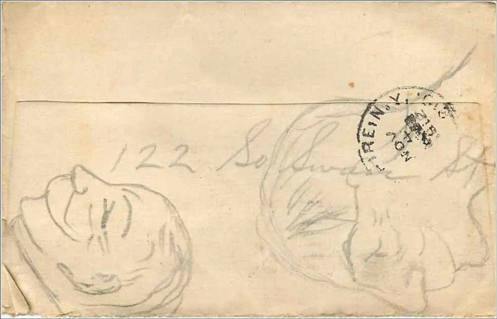 Zeichnete Karte — Zeichnungen von Früchten — gesendet von O'NEGO (N.Y.) um 1912 - Rückseite