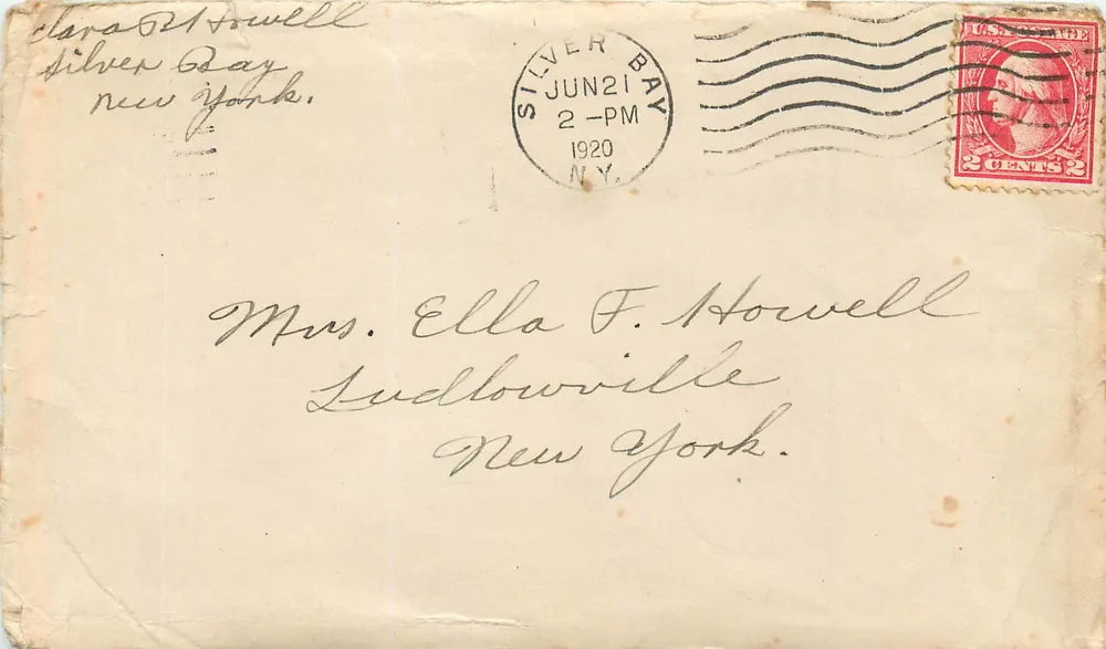 Ansichtskarte aus Silver Bay — Silver Bay, N.Y. — datiert 2. Juni 1920 — 2-Cent-Stempel - Vorderseite