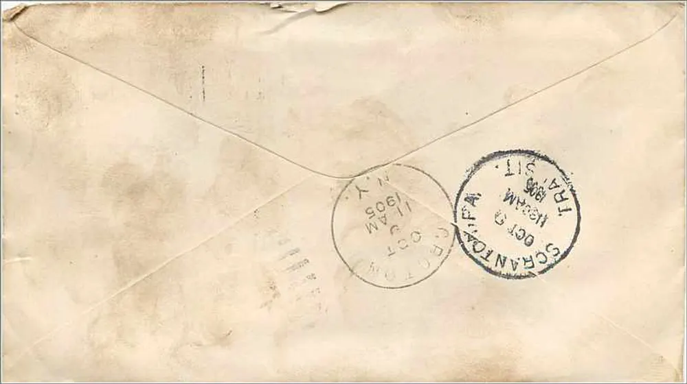 Berwick, PA — Brief an Groton, N.Y. — Verlag nicht sichtbar, Seriennummer nicht sichtbar - Rückseite