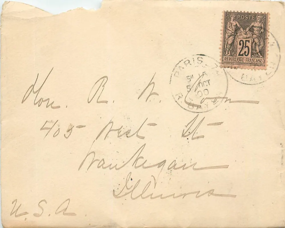 Paris — Brief an Frank Sagan, Illinois — Verlag: Marachichels, Durzon Hotel, New York - Vorderseite