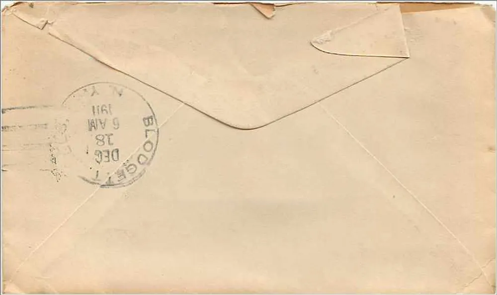 Blodgett Mills, New York — Karte gesendet von Fox Street Station, New York — Stempel und Briefmarken - Rückseite