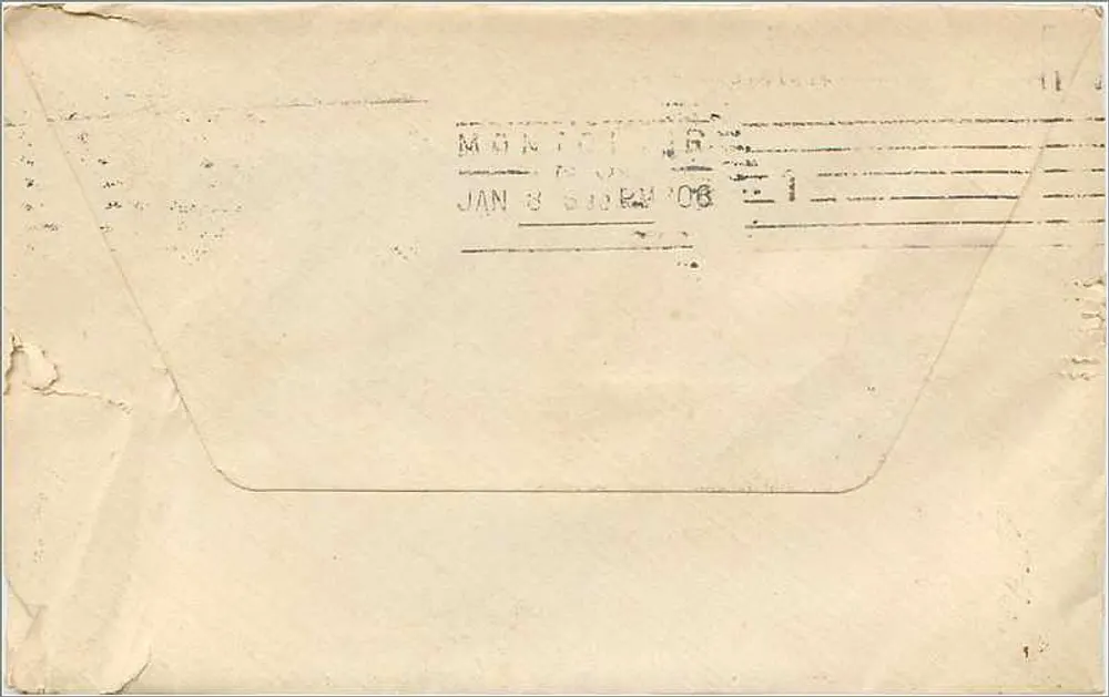 Port Chester — Versand nach Montclair — 2-Cent-Washington-Poststempel - Rückseite