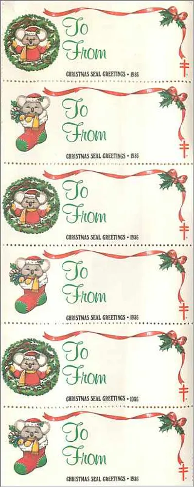 Koala em traje de Natal — American Lung Association — 1986 - Verso
